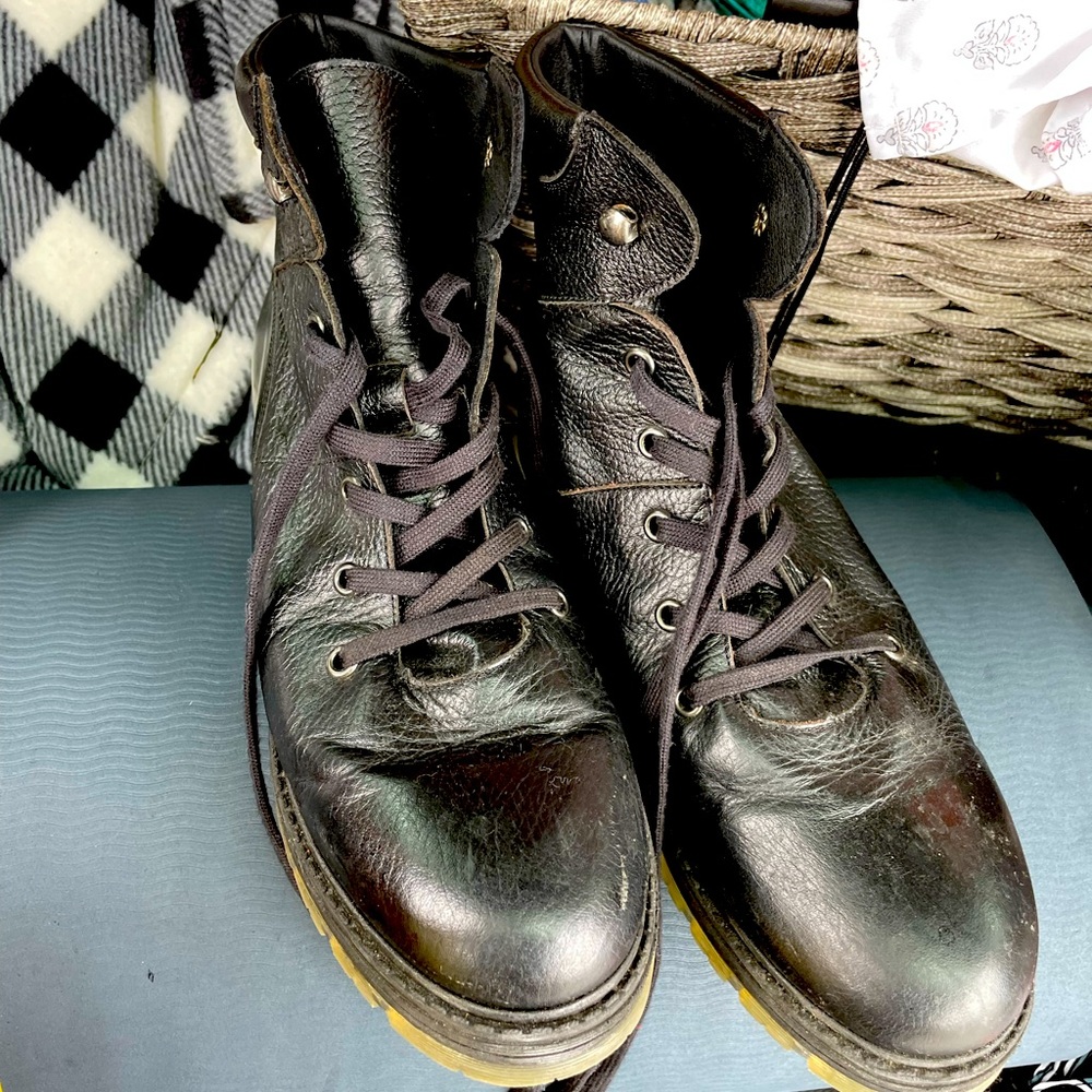 Genuine Italian leather combat boots.